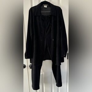 Harvé Benard Black Faux Suede Two-Piece Jacket & Pants Set Size 12